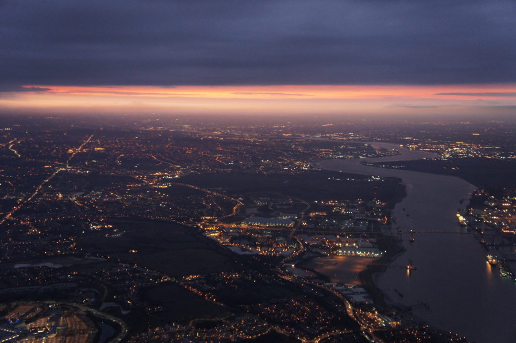 Flight above London